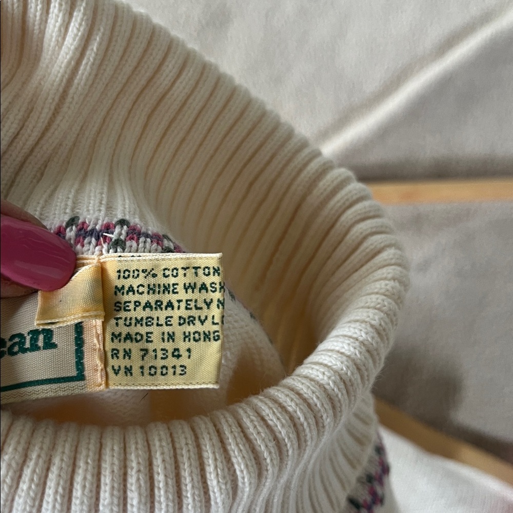 L.L. Bean cream turtleneck 100% cotton vintage - Picture 5 of 7